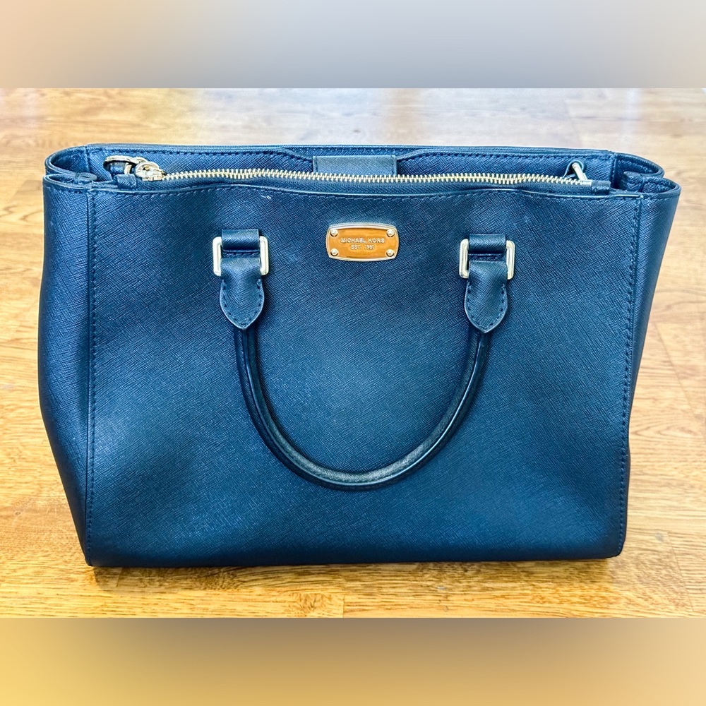 Michael Kors Black Saffiano Leather Satchel Handbag